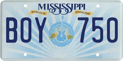 MS license plate BOY750