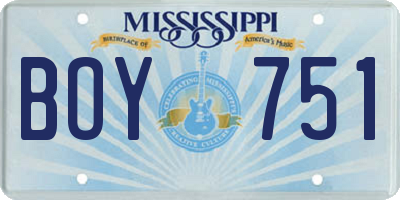 MS license plate BOY751