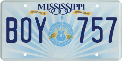MS license plate BOY757