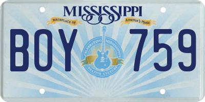 MS license plate BOY759