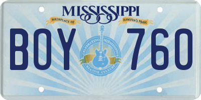 MS license plate BOY760