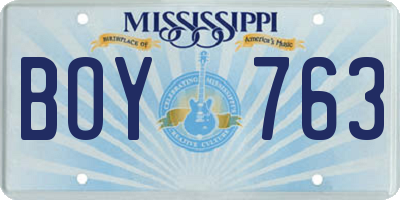MS license plate BOY763