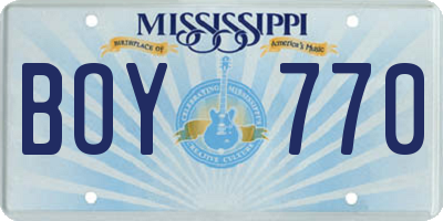 MS license plate BOY770