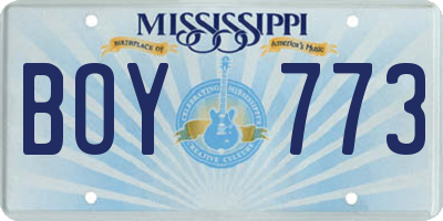 MS license plate BOY773