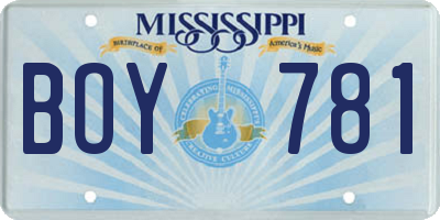 MS license plate BOY781