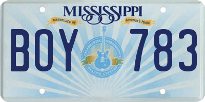 MS license plate BOY783