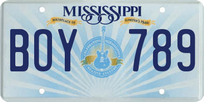 MS license plate BOY789