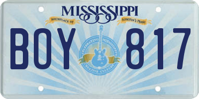 MS license plate BOY817