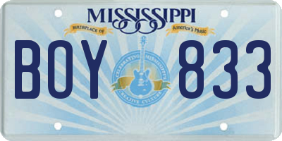 MS license plate BOY833
