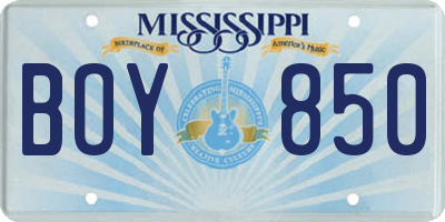 MS license plate BOY850