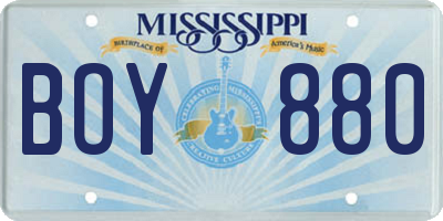 MS license plate BOY880