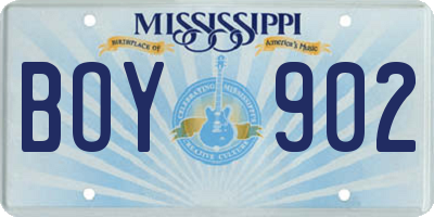 MS license plate BOY902