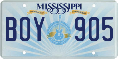 MS license plate BOY905