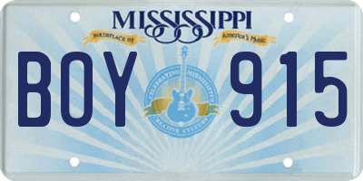 MS license plate BOY915
