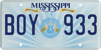 MS license plate BOY933