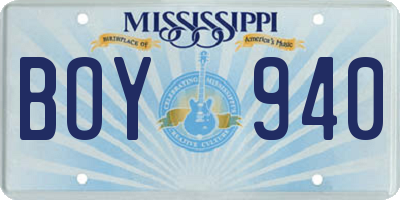 MS license plate BOY940