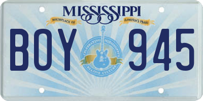 MS license plate BOY945