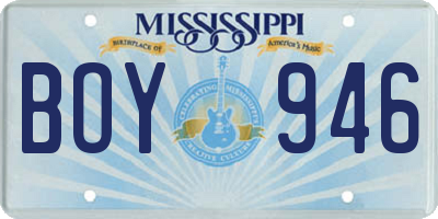 MS license plate BOY946