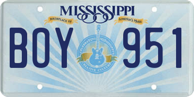 MS license plate BOY951