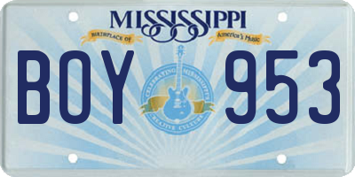 MS license plate BOY953