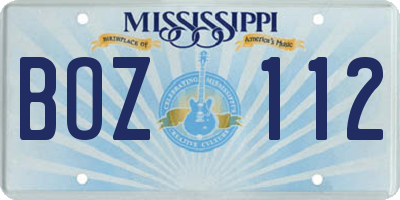 MS license plate BOZ112
