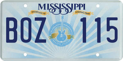 MS license plate BOZ115