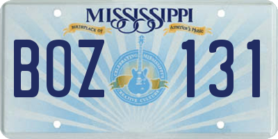 MS license plate BOZ131