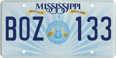 MS license plate BOZ133