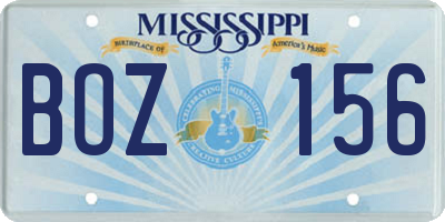 MS license plate BOZ156