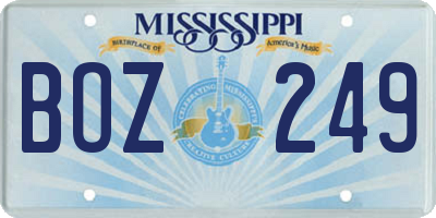 MS license plate BOZ249