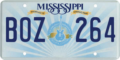 MS license plate BOZ264