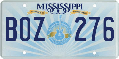 MS license plate BOZ276