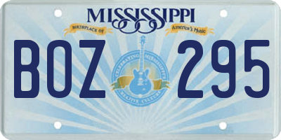 MS license plate BOZ295