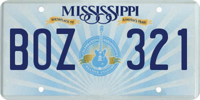 MS license plate BOZ321