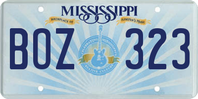 MS license plate BOZ323