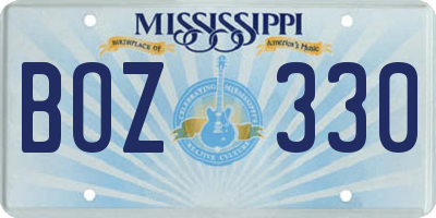 MS license plate BOZ330