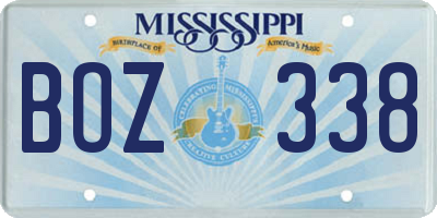 MS license plate BOZ338