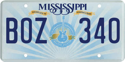 MS license plate BOZ340