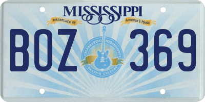 MS license plate BOZ369