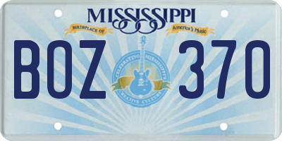 MS license plate BOZ370