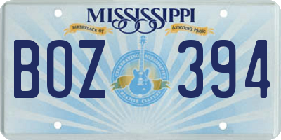 MS license plate BOZ394