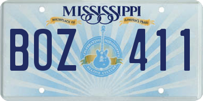 MS license plate BOZ411