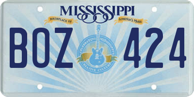 MS license plate BOZ424