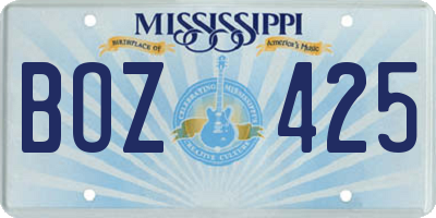 MS license plate BOZ425