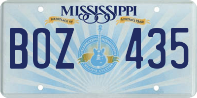 MS license plate BOZ435