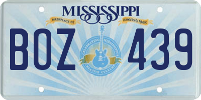 MS license plate BOZ439