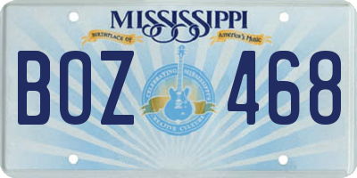 MS license plate BOZ468
