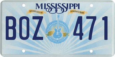 MS license plate BOZ471