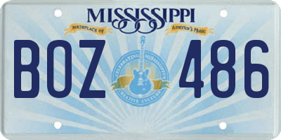 MS license plate BOZ486