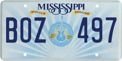 MS license plate BOZ497